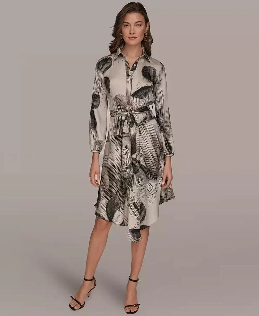 Donna Karan Women
s Floral Collared Neck Shirt Dress