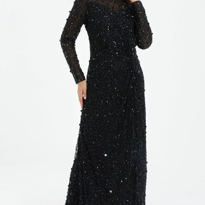 QUIZ Embellished Twist Detail Evening Dress 1