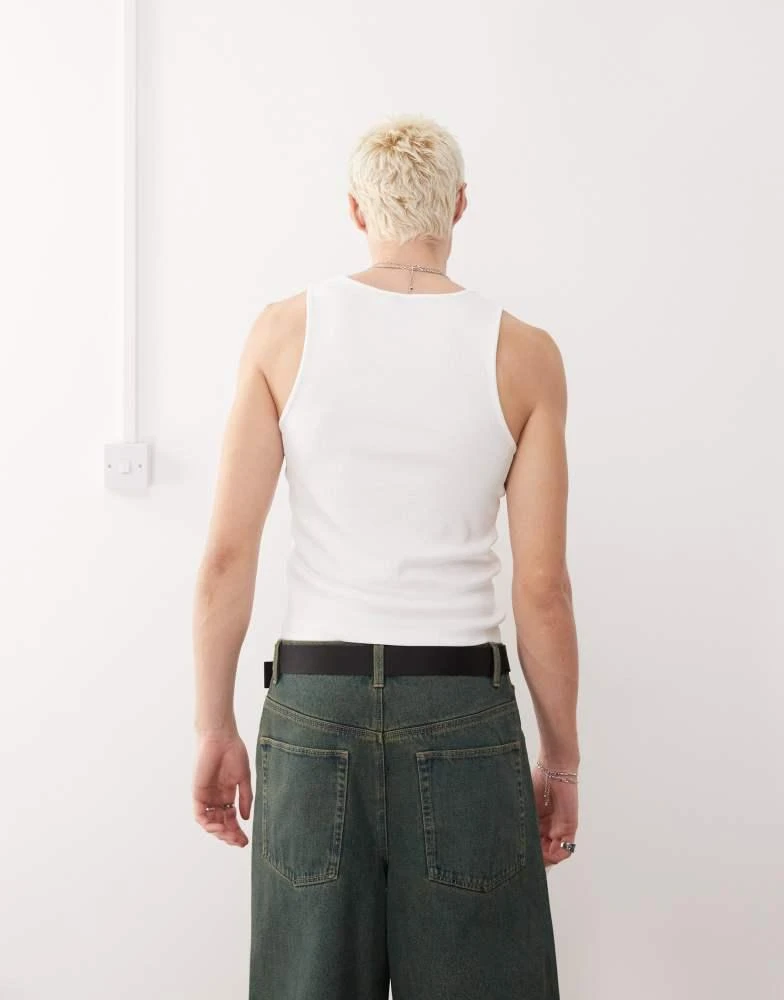 COLLUSION COLLUSION ribbed vest in white 4