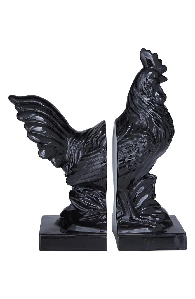 SONOMA SAGE HOME Black Ceramic Rooster Bookends with Enamel Exterior - Set of 2 6