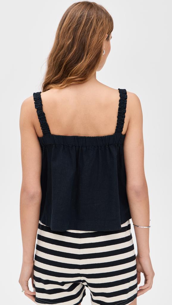 Stateside Linen Ruched Shoulder Tank