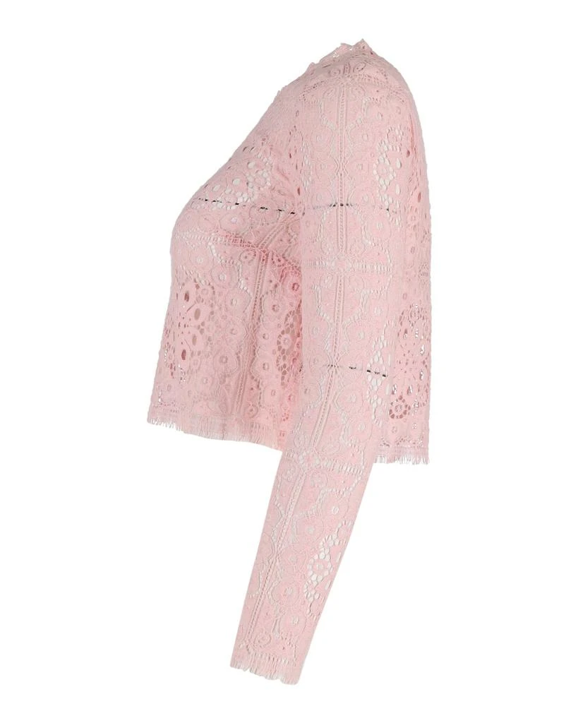 Temperley London Cropped Top in Pink Cotton Lace 2