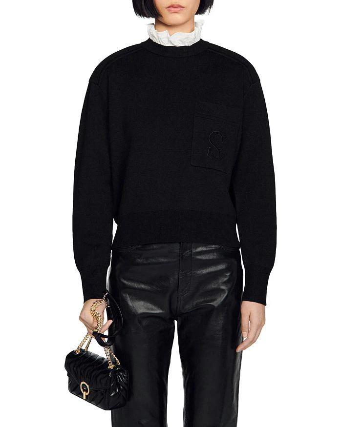 Sandro Lucien Ruffled Neck Sweater 1
