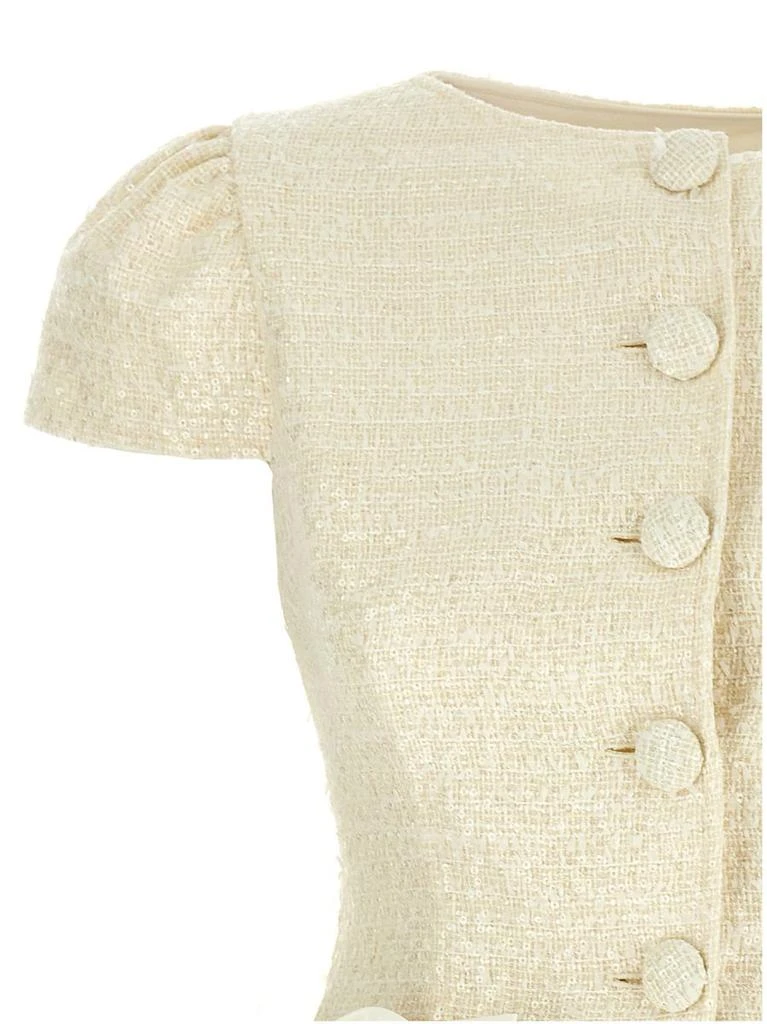 Self Portrait Self-Portrait 'Cream Boucle Bow Detail Mini' Dress 3