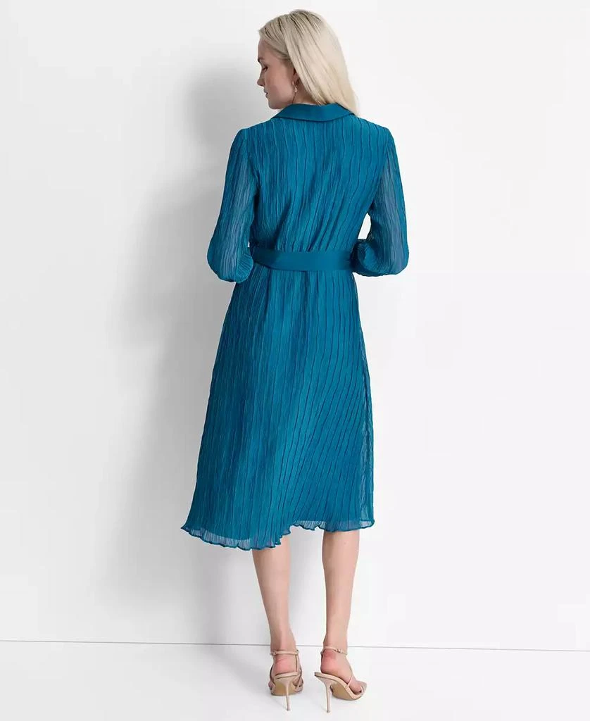 DKNY Women's Crinkle Polo-Collar Tie-Waist Dress 2