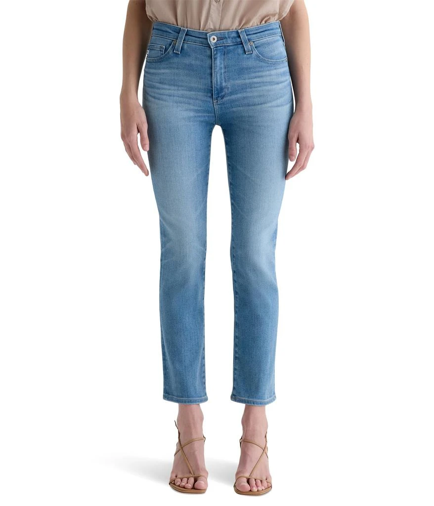 AG Jeans Mari Mid-Rise Slim Straight Crop Jeans in Atlantis 1