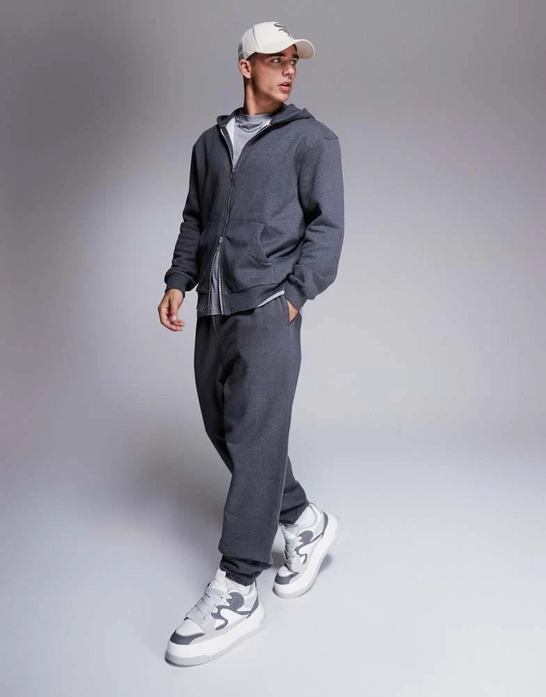 ASOS ASOS DESIGN premium heavyweight oversized zip through hoodie 400gsm in charcoal marl 1