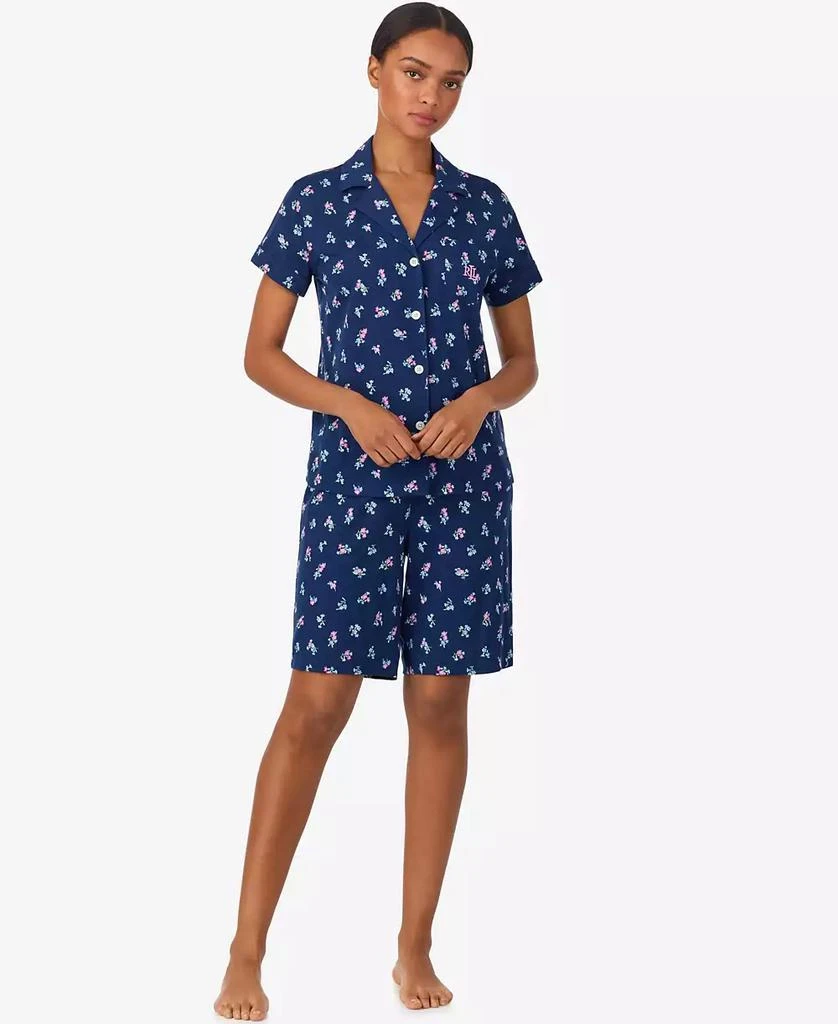 Ralph Lauren Women
s 2-Piece Notch Collar Shirt 
Bermuda Shorts Pajama Set
