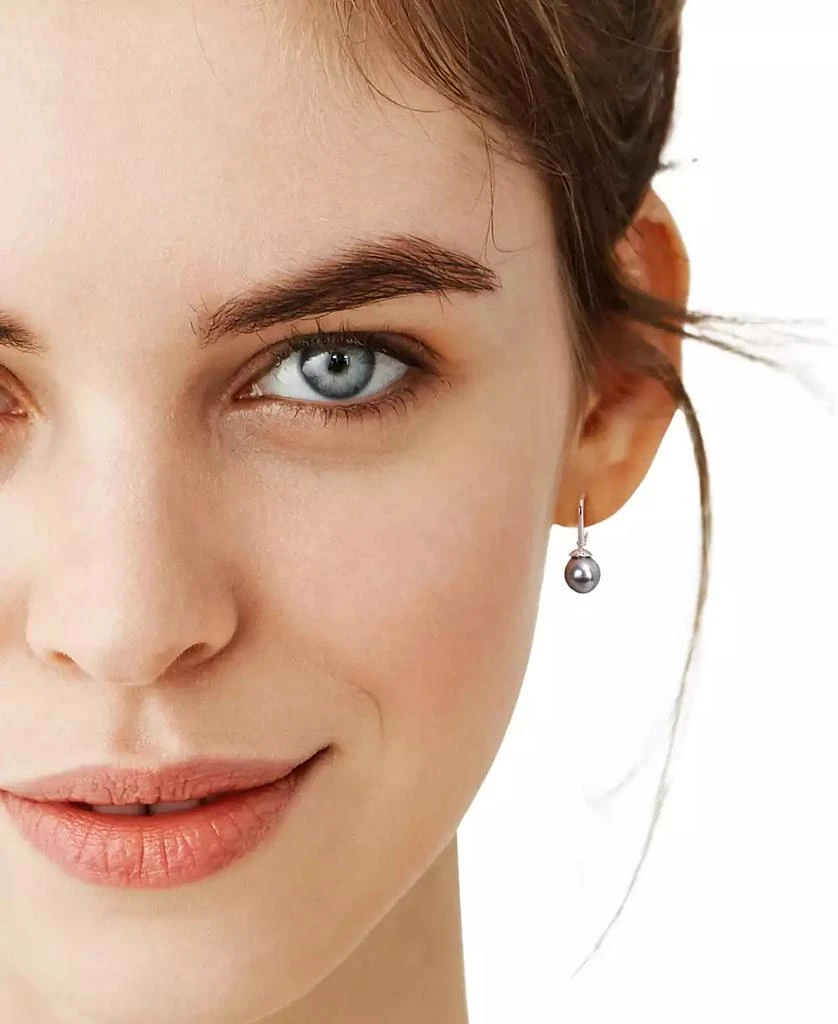 Macy's Cultured Tahitian Pearl (8mm) Leverback Drop Earrings in Sterling Silver 2