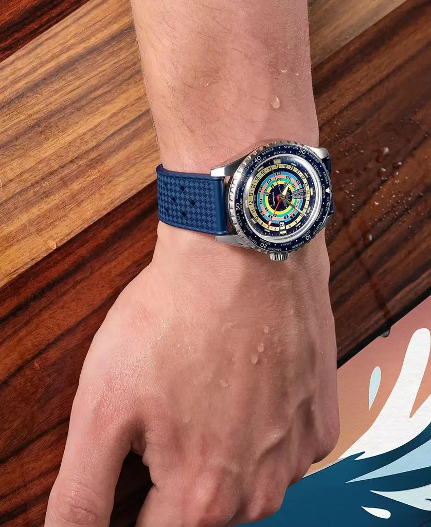 MIDO Unisex Swiss Automatic Ocean Star Decompression Worldtimer Blue Rubber Strap Watch 41mm 4