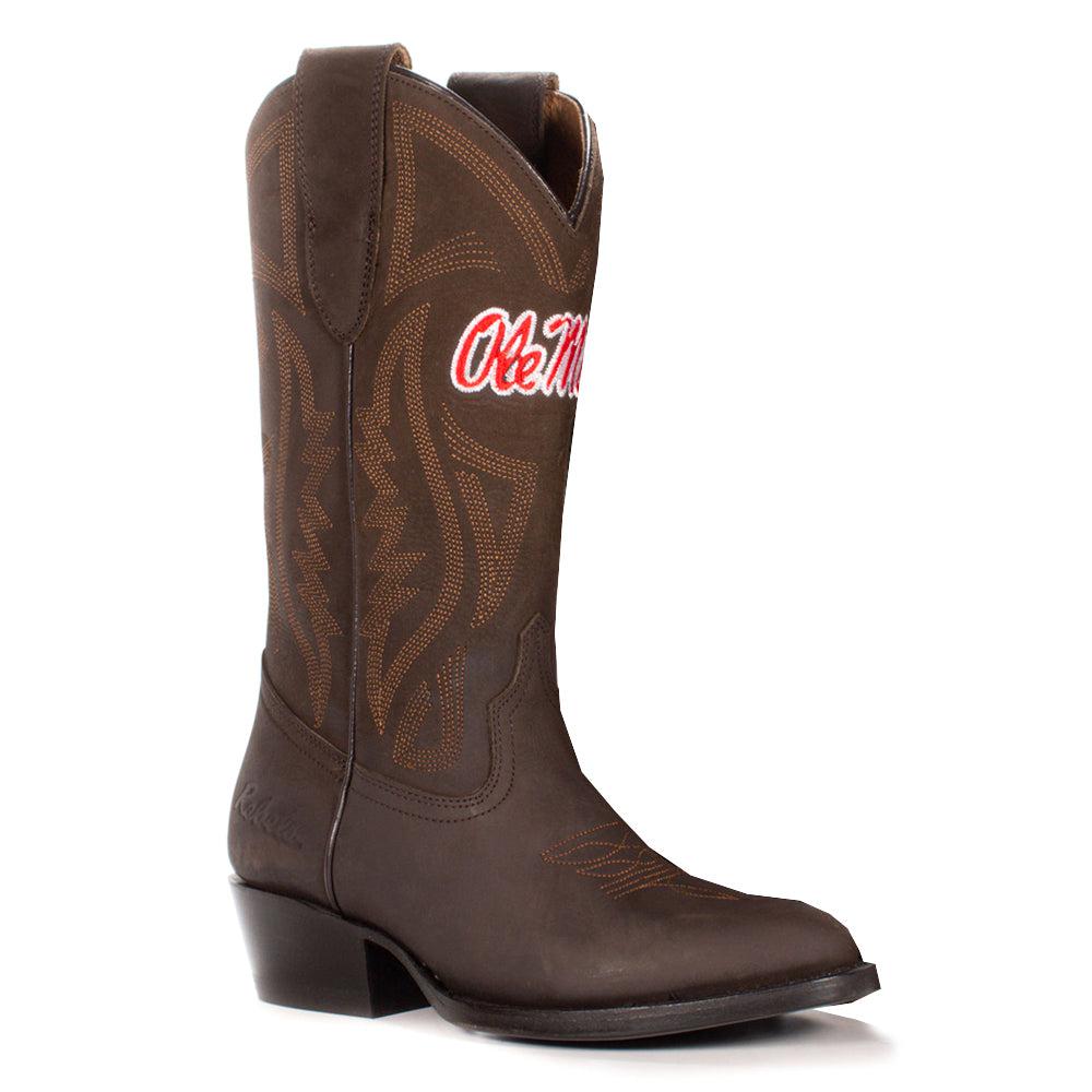 Gameday Boots University of Mississippi Embroidered Round Toe Pull On Cowboy Boots
