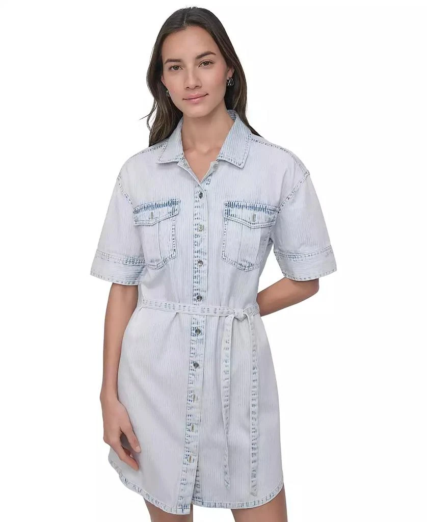 DKNY Women's Denim Self Belted  Shirtdress 3