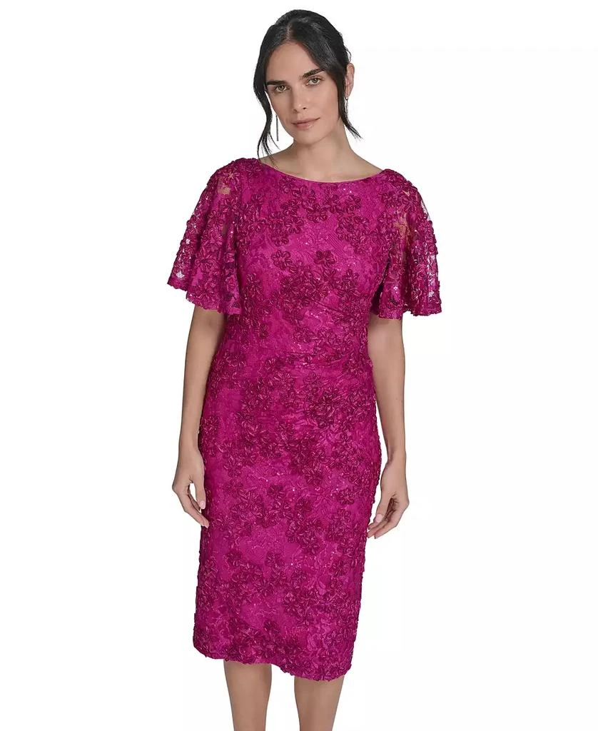 Jessica Howard Women's Lace Flutter-Sleeve Sheath Dress 4