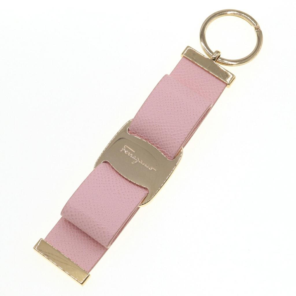 Salvatore Ferragamo gold pink Leather Metal Keyring (Pre-Owned)