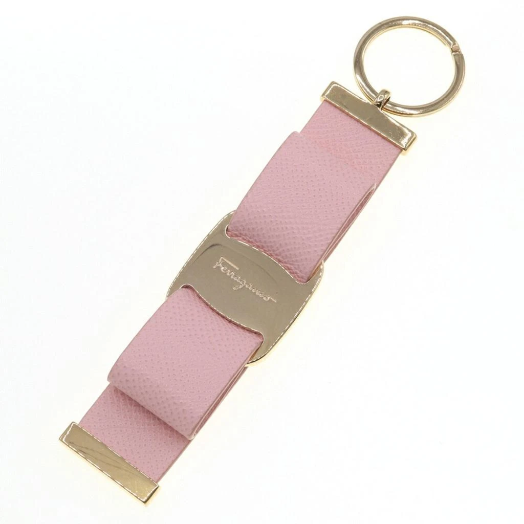 Salvatore Ferragamo gold pink Leather Metal Keyring (Pre-Owned) 1