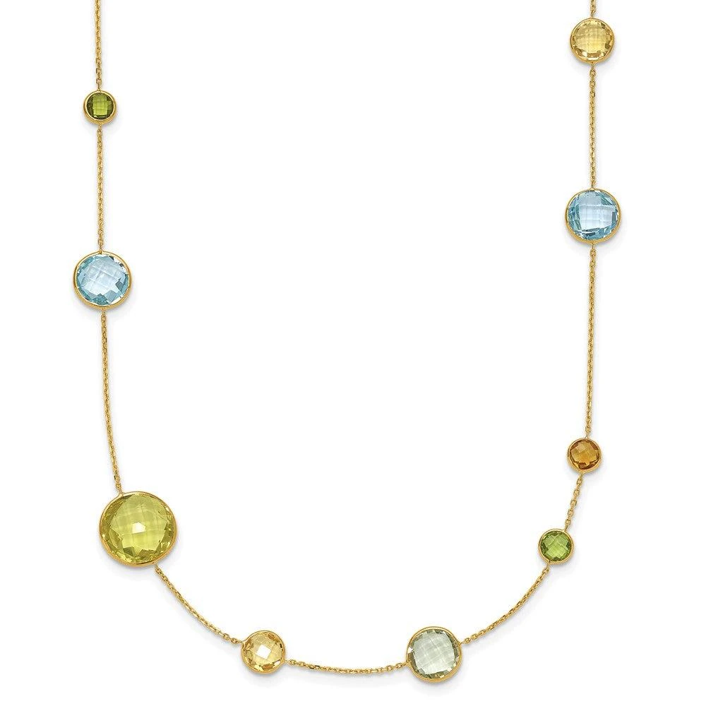Diamond2Deal 14k Yellow Gold Polished Multi-color Gemstone Pendant Necklace 2
