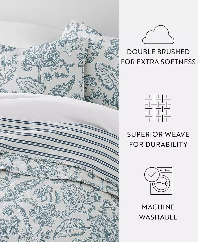 IENJOY HOME Jacobean and Stripe Reversible 2-Pc. Lightweight Quilt Set 4