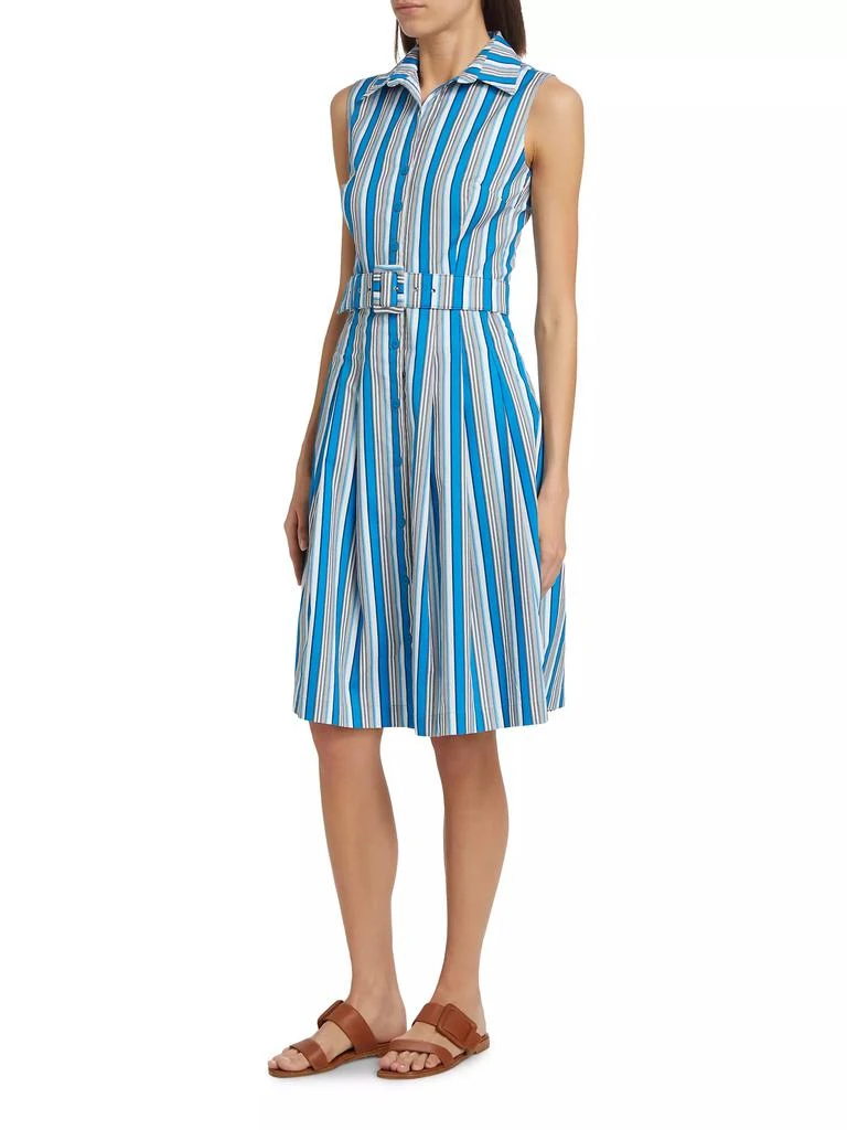 SAMANTHA SUNG Audrey Terry Stripe Stretch Cotton Shirtdress 4