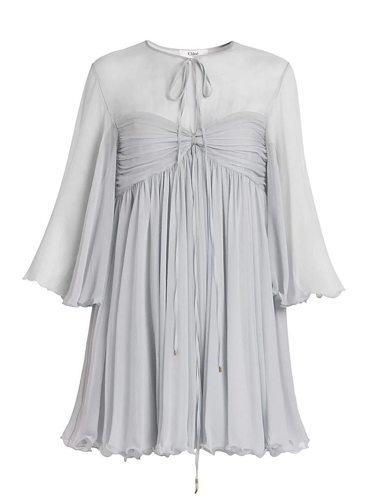 Chloé Silk Georgette Tie Neck Minidress 1