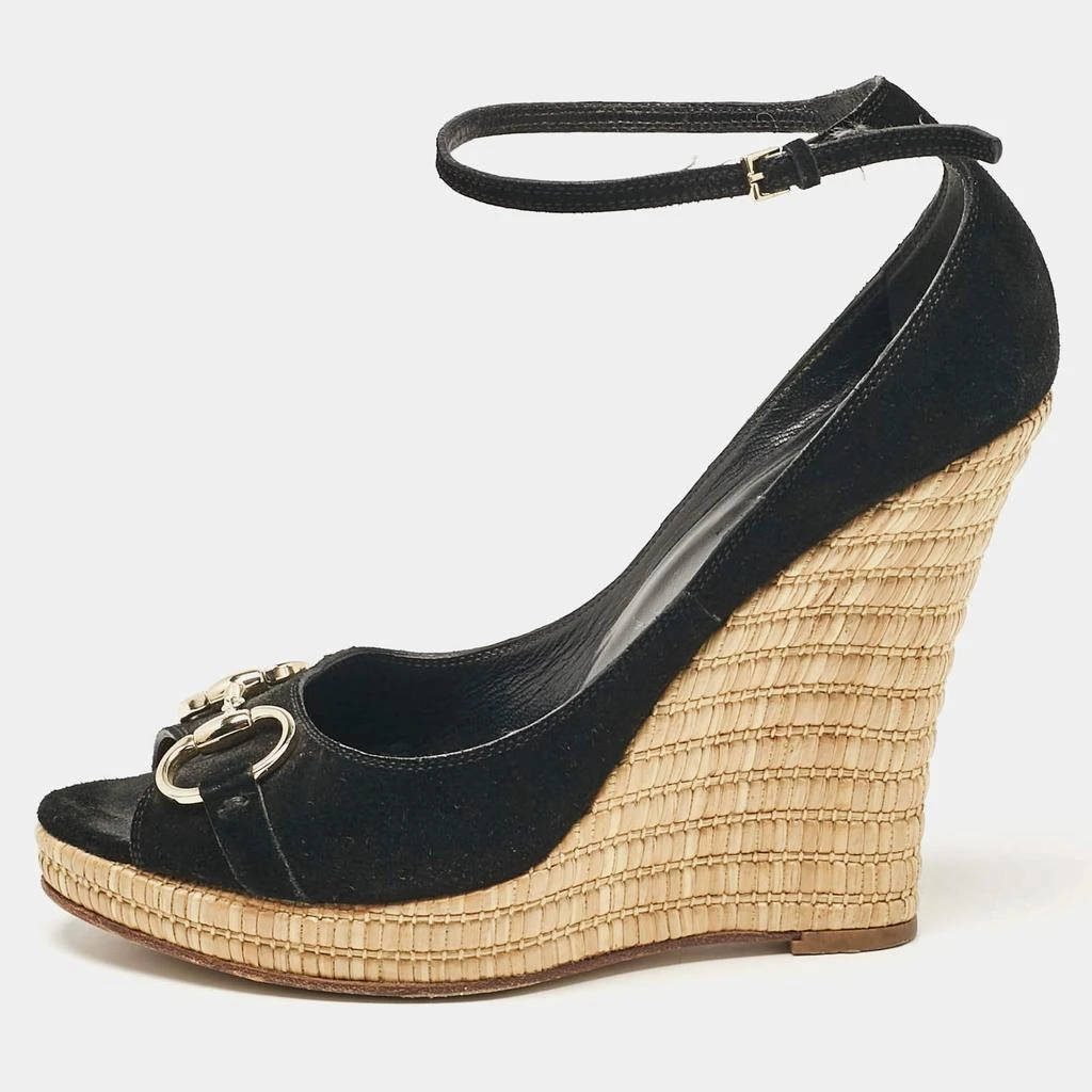 Gucci Gucci Black Suede Wedge Pumps Size 38 1