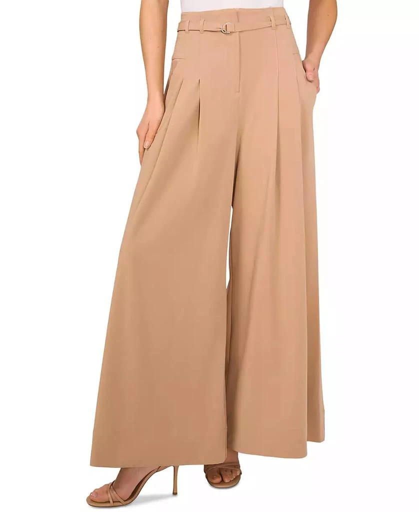 CeCe Women's Belted High-Waisted Super-Wide-Leg Pants 1