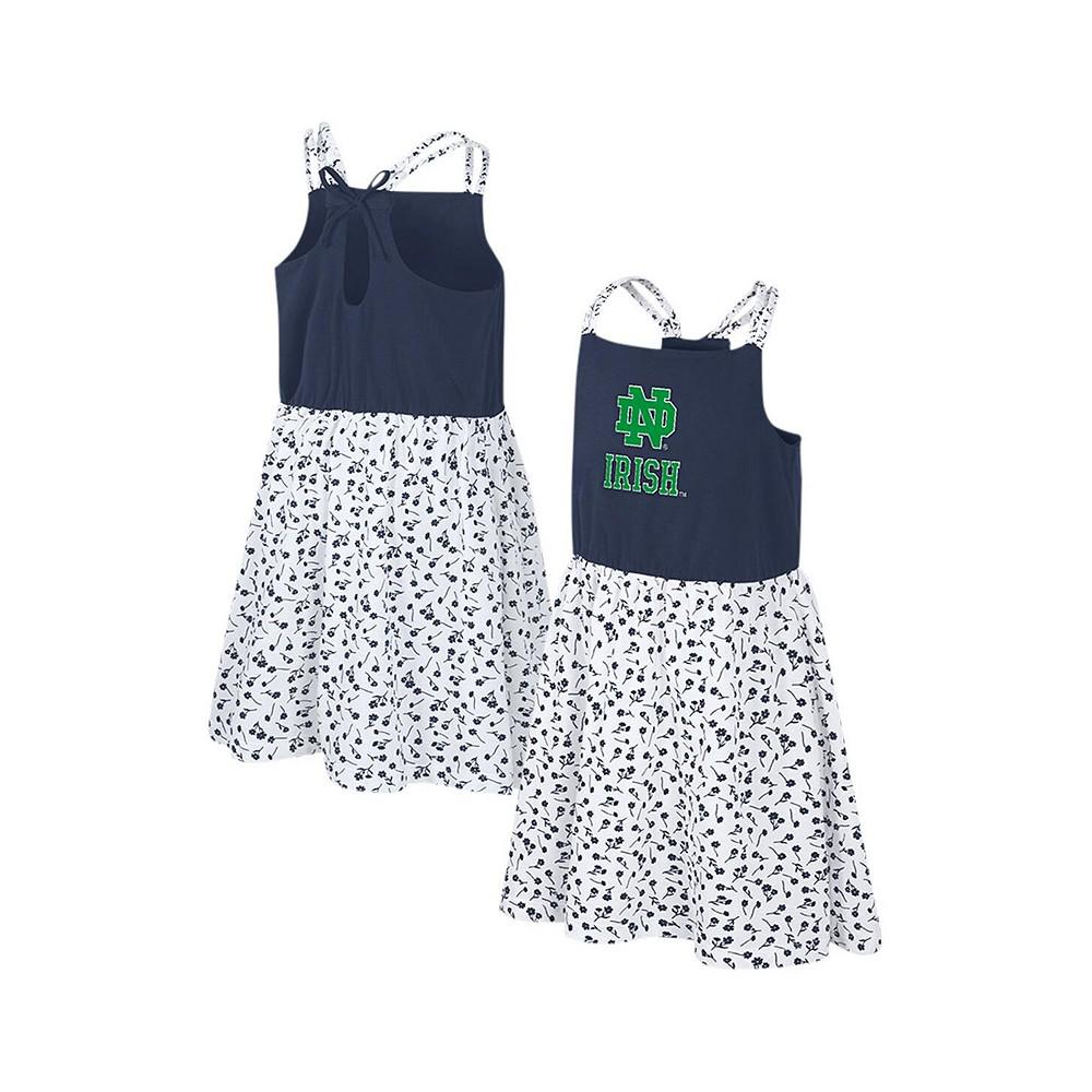 Colosseum Big Girls Navy, White Notre Dame Fighting Irish Robin Floral Dress