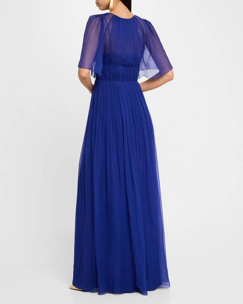 Alberta Ferretti Pleated Organic Chiffon Gown 3