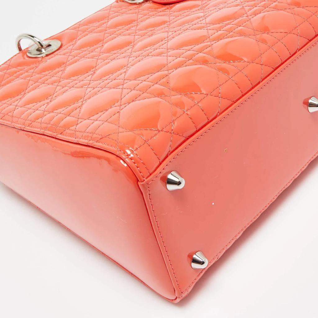 Dior Dior Orange Cannage Patent Leather Large Lady Dior Tote 14
