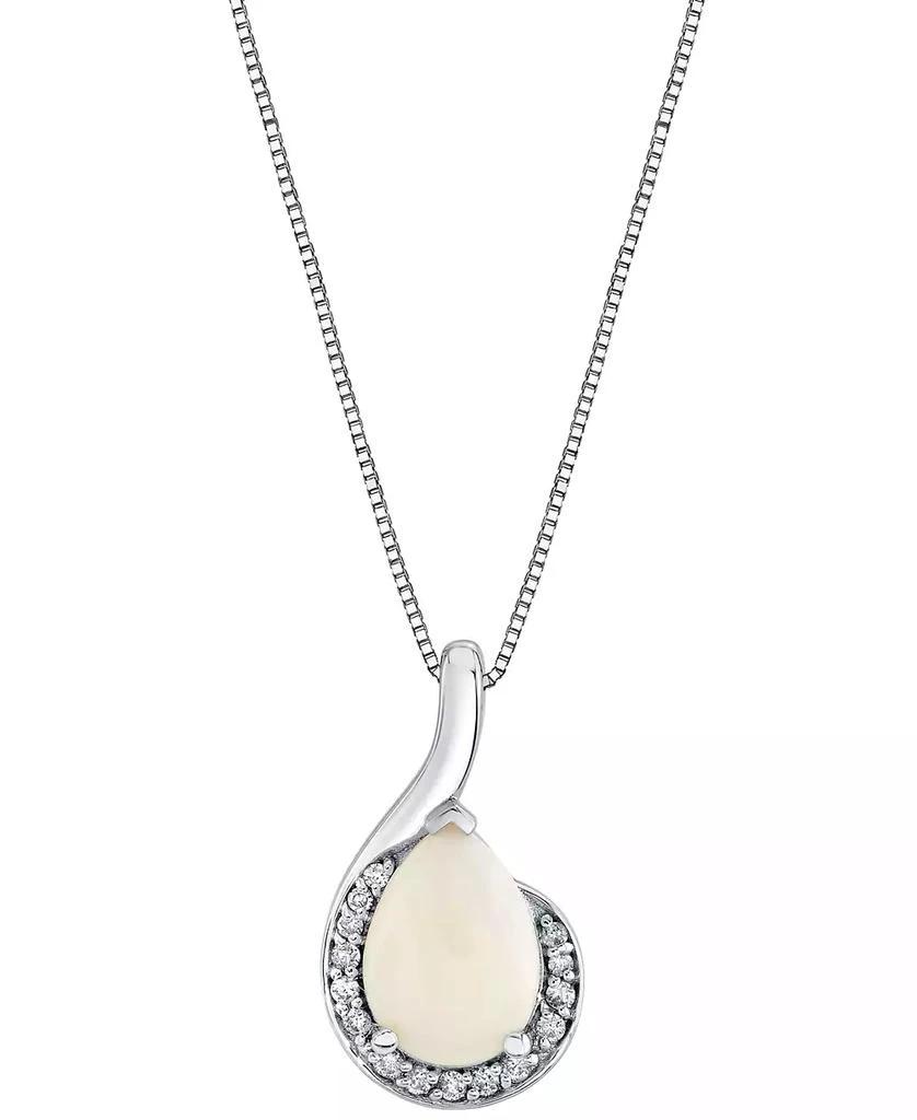 Macy
s Pear Shape Opal Pendant with Chain (1 ct. t.w.) and Diamond (1/10 ct. t.w.) in 10k White Gold 1