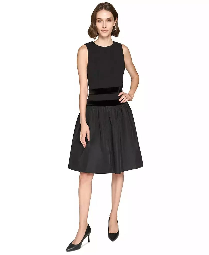 Karl Lagerfeld Paris Women's Drop-Waist Velvet-Trim Dress 1