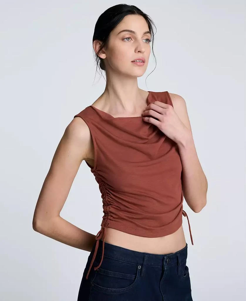 Kenneth Cole Women's Cowlneck Ruched Cropped Tank Top 1