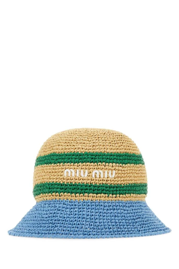 Miu Miu Multicolor Raffia Bucket Hat 2