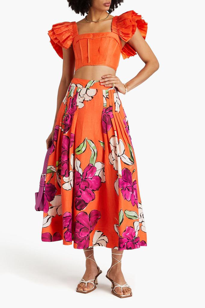 Aje Imagine cropped ruffled linen-blend top