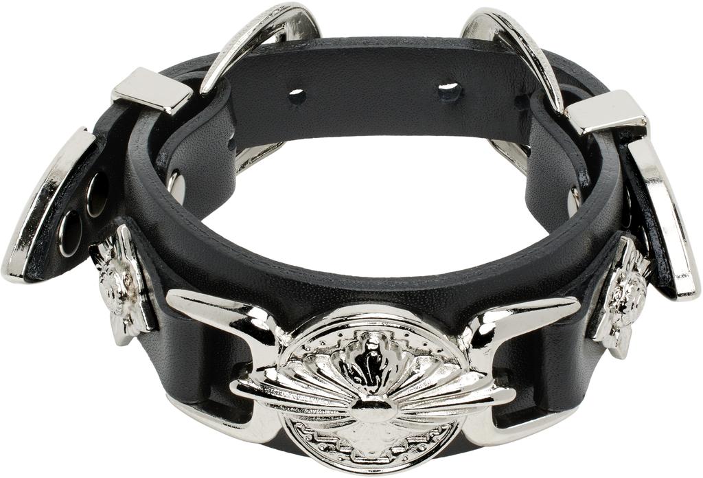 TOGA Women's Concho Leather Bangle in Black Toga Pulla