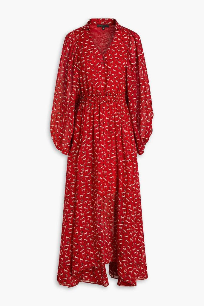 Maje Gathered printed crepe maxi dress 1