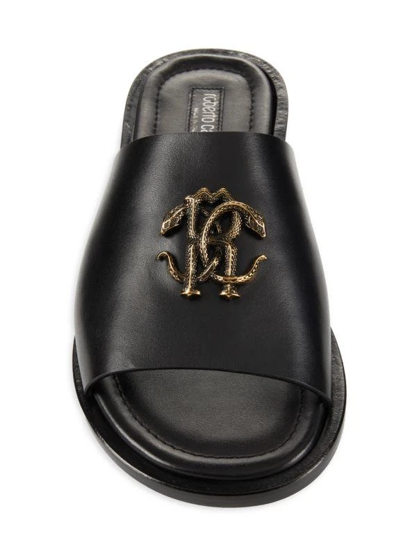 Roberto Cavalli Logo Leather Slides 5