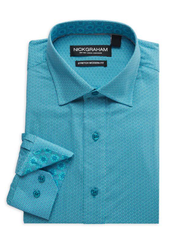 Nick Graham Kaleidoscope Printed Modern-Fit Dress Shirt