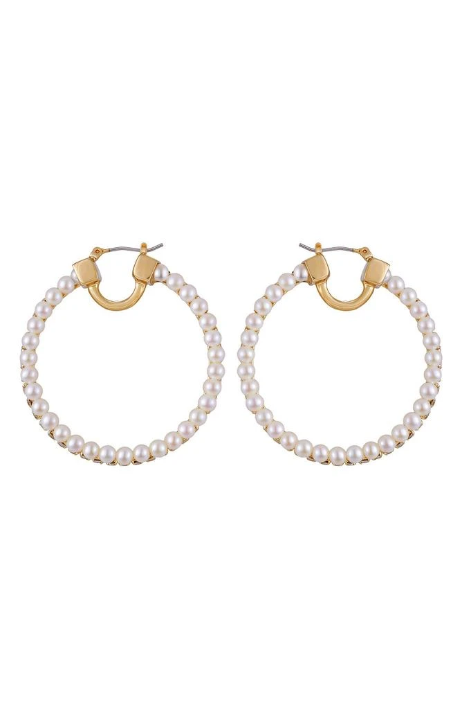 Vince Camuto Pavé Crystal 
Faux Pearl Hoop Earrings 3