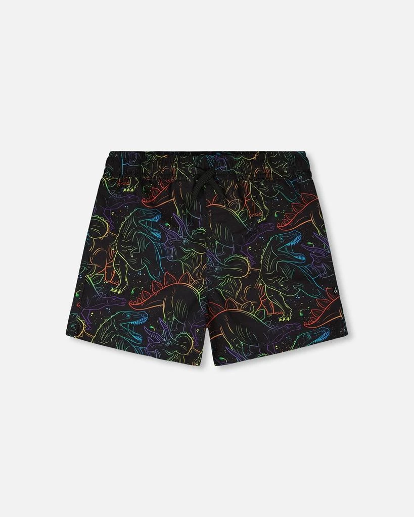 Deux par Deux Swim Trunks Black Dinosaur Print