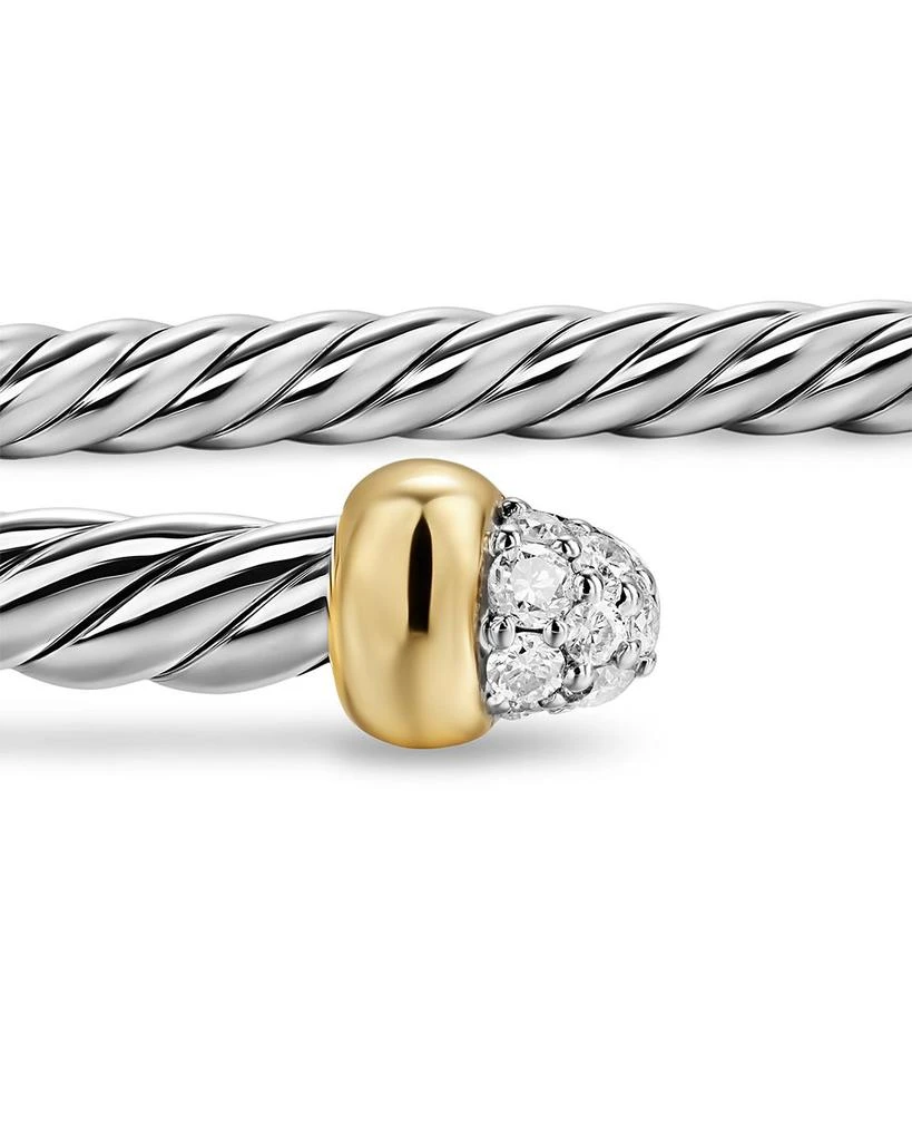 David Yurman Micro Cable Flex® Bracelet in Sterling Silver with 14K Yellow Gold and Diamonds, 2.6mm 5