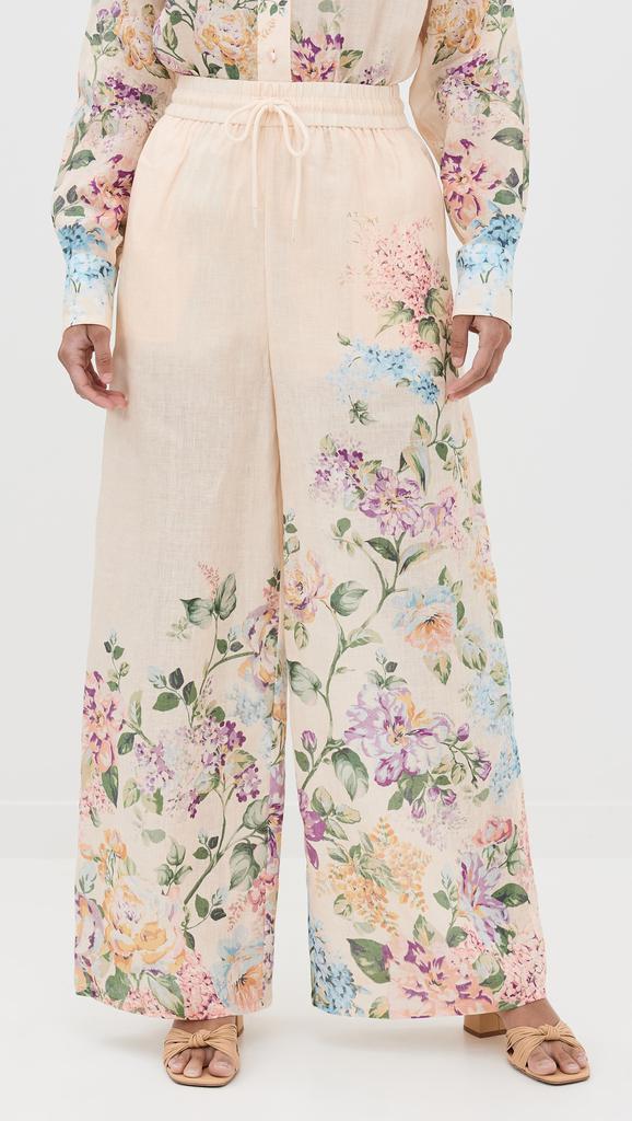 【Zimmermann】Halliday フローラル シルクパラッツォパンツ ZIMMERMANN シルク ワイドパンツ フローラルプリント | THE