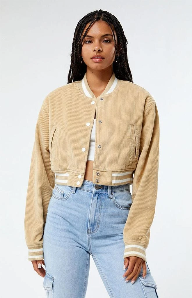 PacSun Extra Cropped Corduroy Varsity Jacket 1