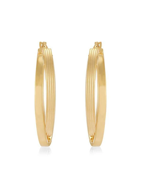 Saks Fifth Avenue 14K Yellow Gold Crossover Hoop Earrings 2