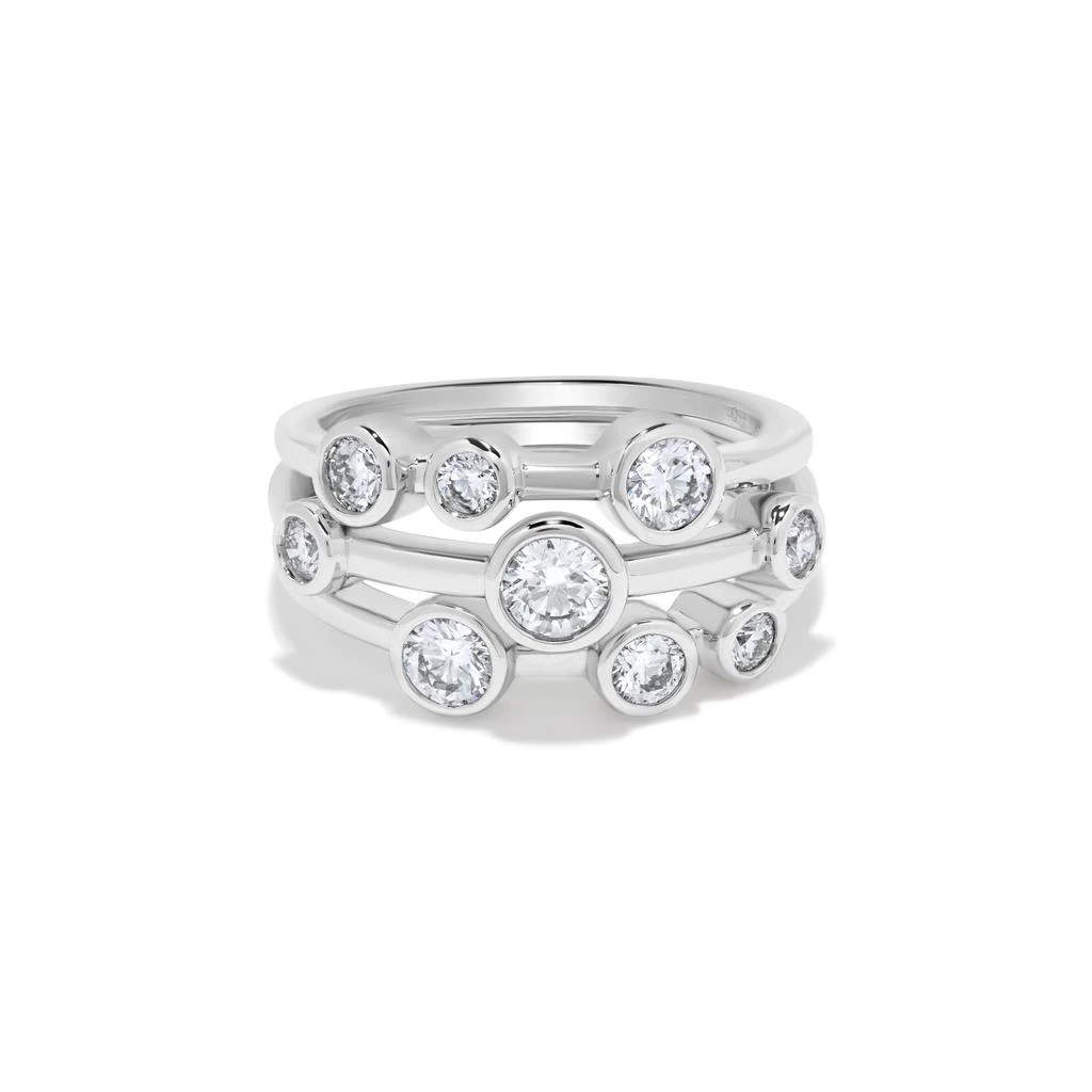 H.J. Namdar 0.99 ct tw Bezel Set Diamond Layer Ring 14K White Gold Natural Diamonds Size 6 2
