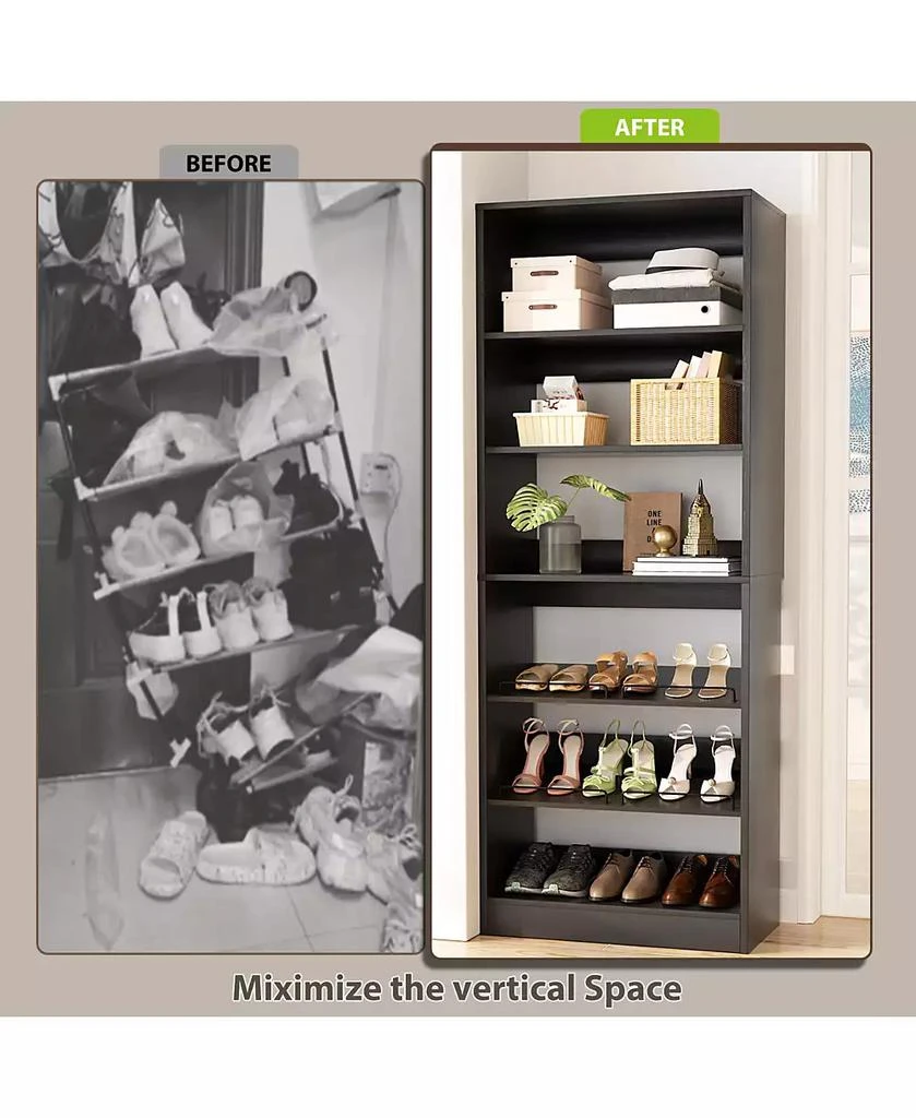 Aheaplus 6-Tier Shoe Rack Tower, 80
Floor Standing Wooden Shoe Organizer 3