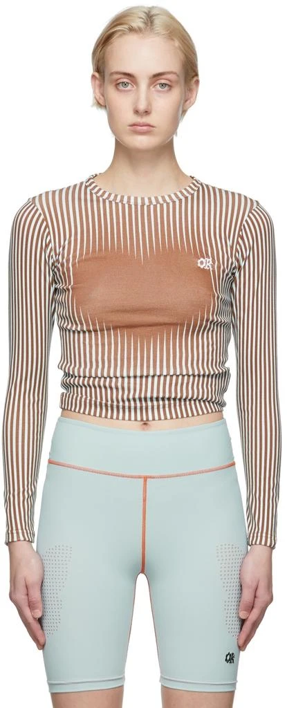 OK Brown & Blue Vertical Stripe Long Sleeve T-Shirt 1
