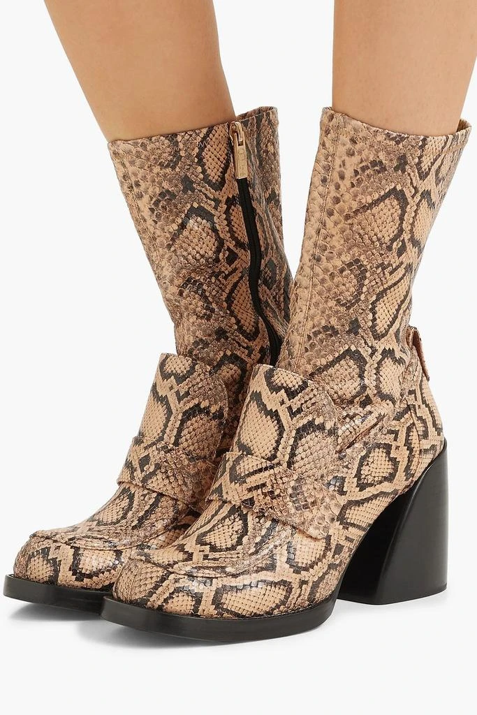 Chloé Adelie python-effect leather ankle boots 2