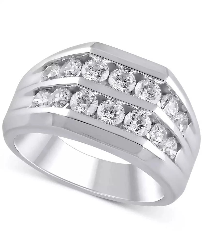 Macy's Men's Diamond Two-Row Channel-Set Ring (1-1/2 ct. t.w.) in 10k White, Yellow or Rose Gold 1
