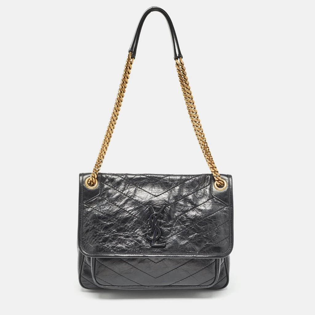 Yves Saint Laurent Saint Laurent Black Vintage Leather Medium Niki Shoulder Bag 1