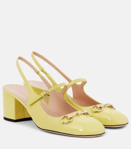 Gucci Horsebit 55 patent leather slingback pumps 1